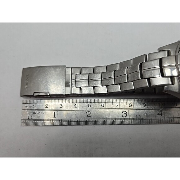 Fossil BQ-9404 Red Black Dial Day Date Watch Stainless Steel 10 ATM New Battery - Picture 10 of 11